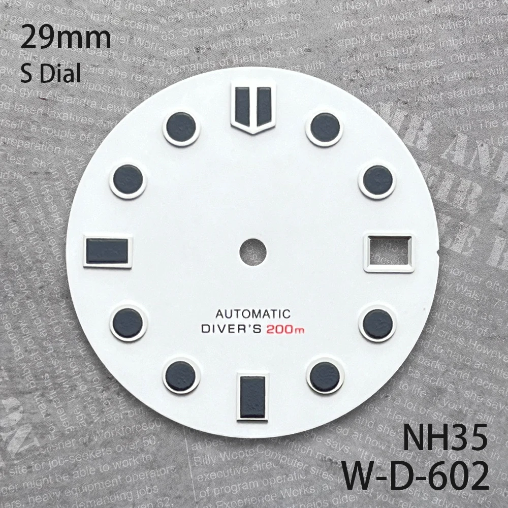 29mm Matte Diving S Dial Fit NH35/NH36/4R/7S Automatic Movement Green Luminous High-Quality Watch Modification Accessories