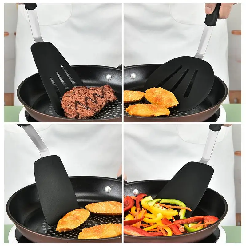Hot Frying Shovel Leaking Shovel Cooking Utensils Stainless Steel Silicone Kitchenware Fried Fish Steak Spatula Cooking Tool