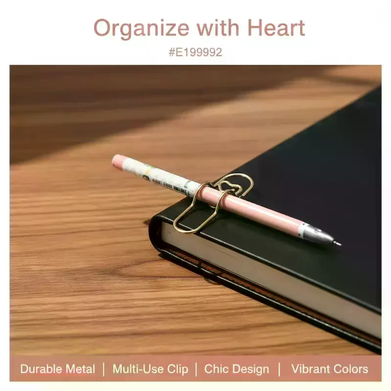 5pcs Pen Clip Multifunctional Pen Hanging Love Paper Clip Button Accessories for Planner Journals Office School Desk