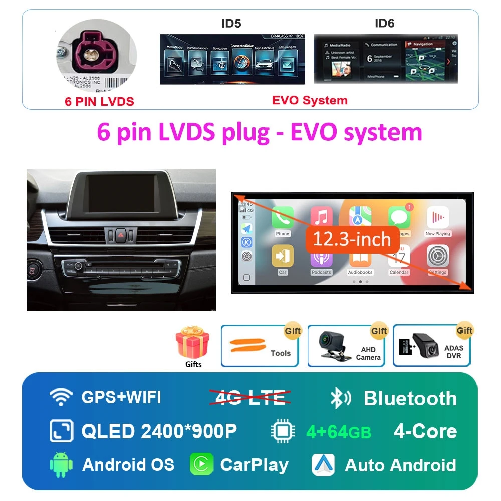 Autoradio Android 16 Multimedia Speler 4G voor BMW 2 Serie F45 F46 2014 - 2018 NBT EVO Systeem Ultradunne ScreenGPS Navigatie