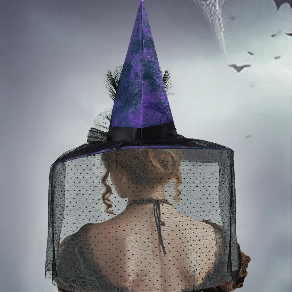 Halloween Gothic Flower Mesh Witch Hat Dress up Props Cosplay Props
