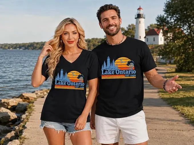 Ontariosee T-Shirt „Always Lake Ontario and The Gulf of Mexico“ Shirt Klassische 70er 80er Retro-Ästhetik Kleidung für Frauen Männer T-Shirts – Detail 9