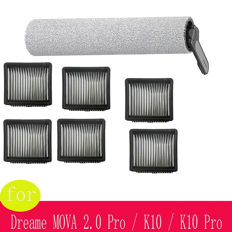Replacement Parts for Dreame MOVA 2.0 Pro / K10 / K10 Pro Robot Vacuum Cleaners 2 Roller Brush, 4 Filter