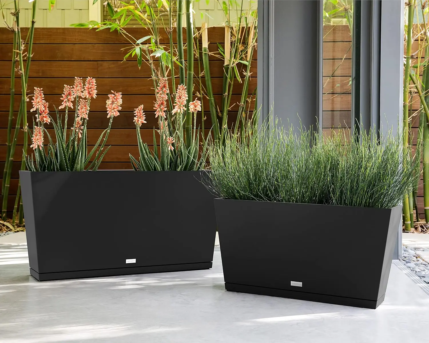 Pure Series Midori Planter & Drip Tray - Wide Outdoor Planter Set, Customized