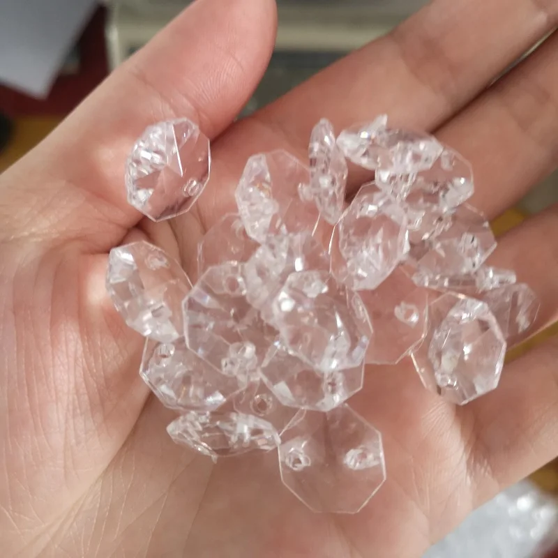 

14mm Crystal Acrylic Octagon Beads 1kg Clear Loose Beads For Strand Garland Crystal Chandelier Parts For Home Decoration