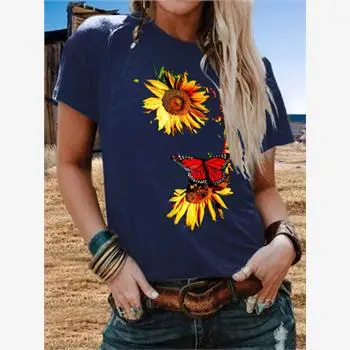 

Моющаяся круглая повседневная футболка с принтом Ne Suower Or Sve, женская футболка Street Sle, креативная летняя футболка с цветочным принтом
