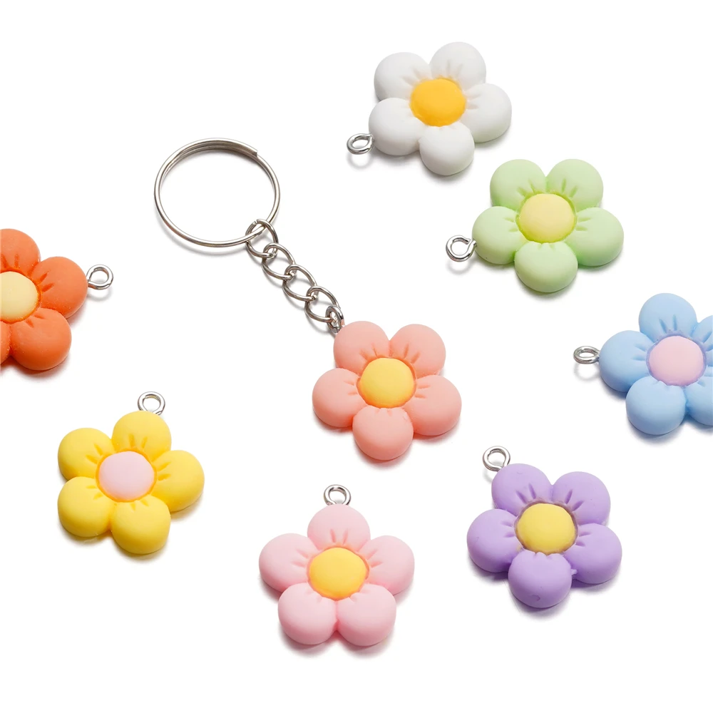 10Pcs 21x25MM 8Colors Resin Plant Sunflower Charms For DIY Decoration Neckalce Earring Key Chain Pendant Jewelry Making Handmade