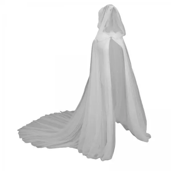 Long Hooded Cape Mesh Tulle Cloak Halloween Costume for Party Wedding Cosplay Magician Carnivals