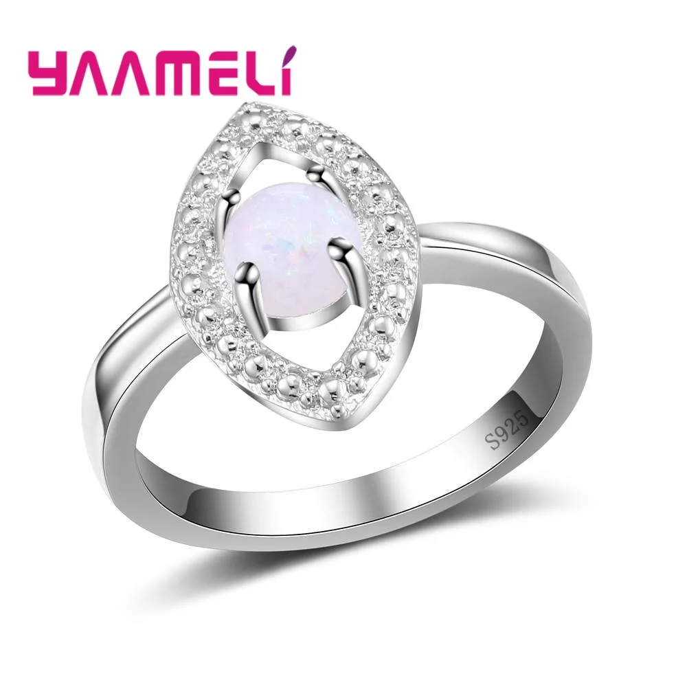 100% 925 Sterling Silver Color Crystal Jewelry For Women Female Hard Round Shape Design Opal Store Best Present Decoration
