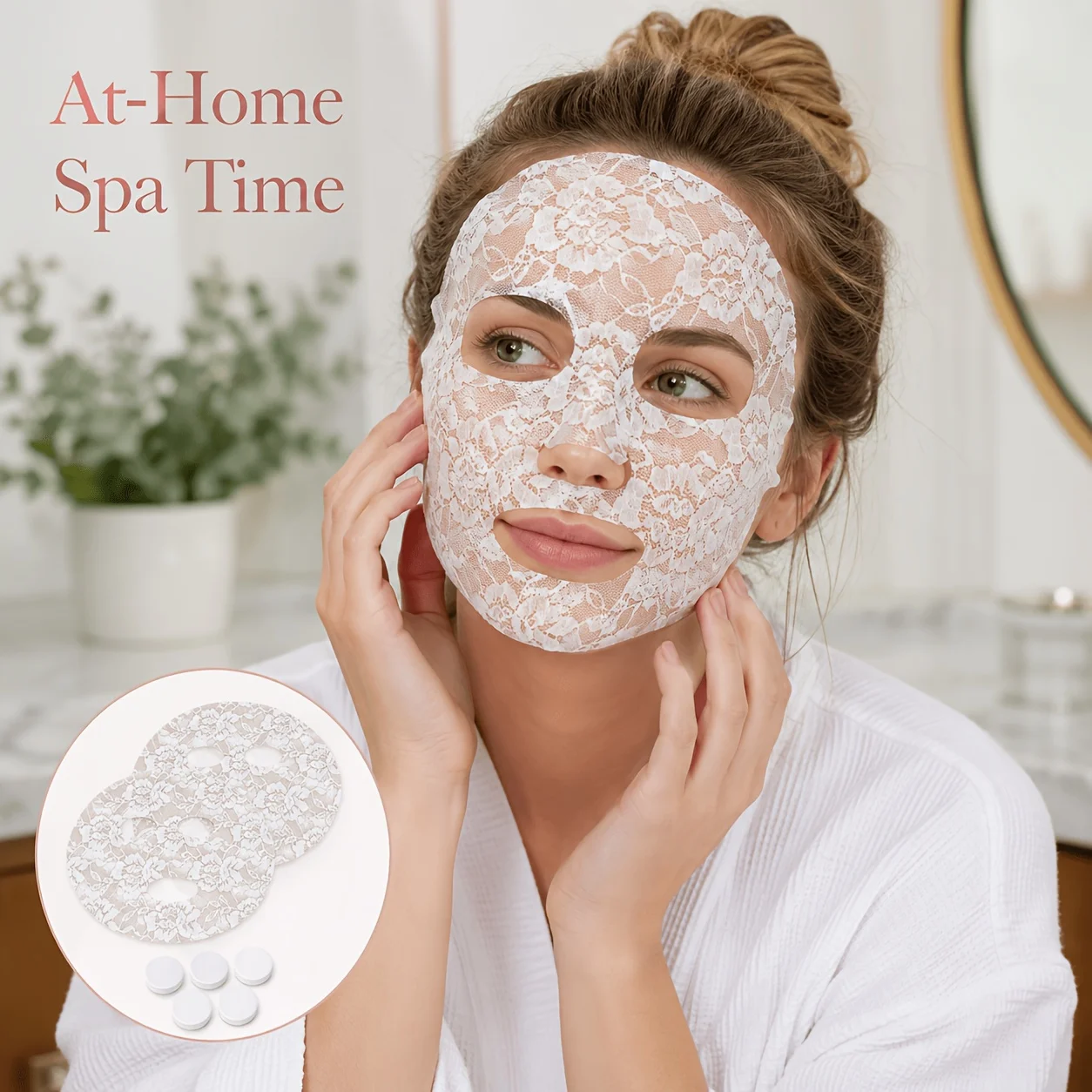 6pcs Set （2 Lace Sheets and 4 Compressed Mask Tablets） for Beauty Routine view 4