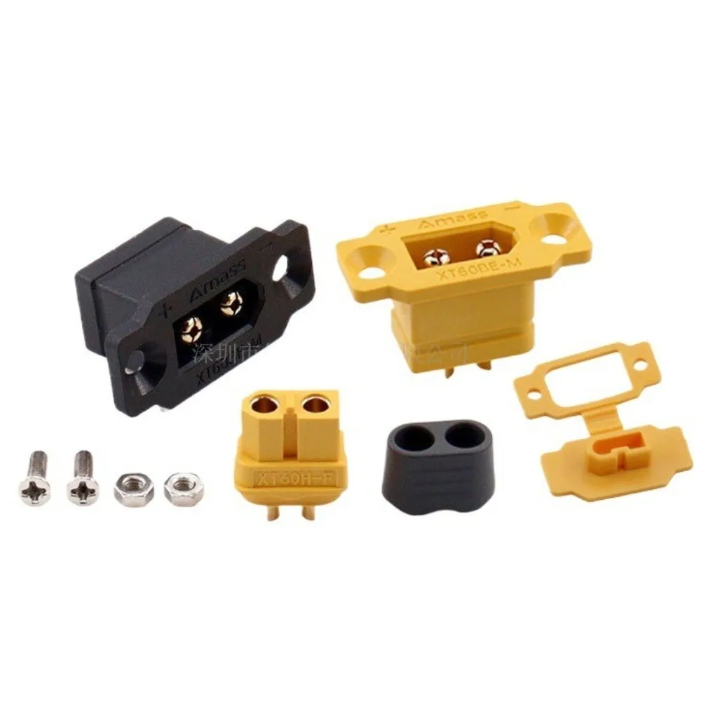 Amass XT60BE-M-F Connector Zwart Geel Draagbare XT60BE Stekker Oost om te installeren met dekseldraad Kabelstekker