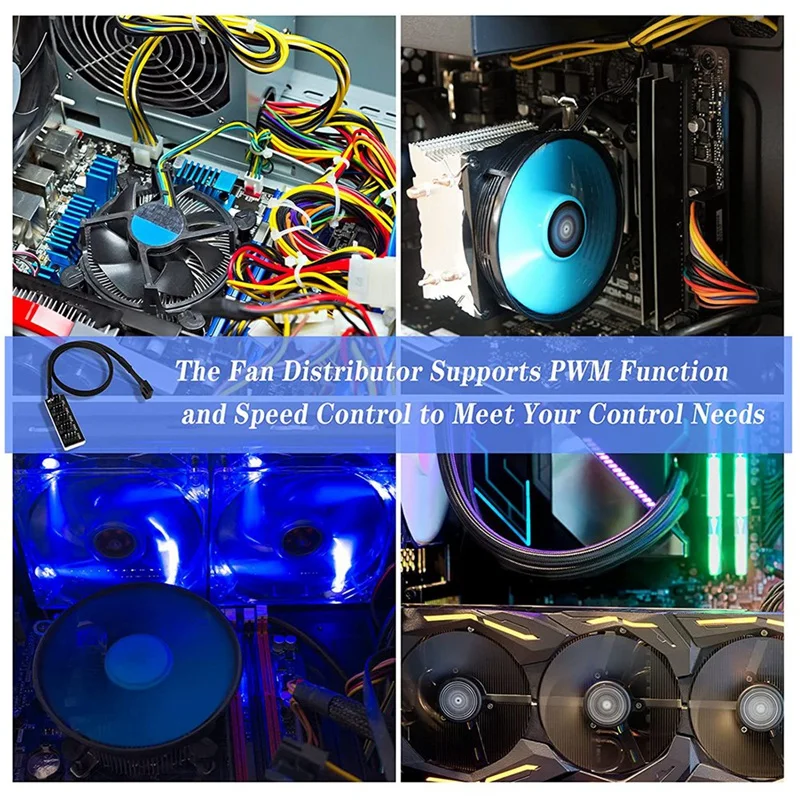 For PWM Fan Distributor Cable 4-Pin PWM Fan Distributor Cable 5-Port Fan Distributor Cable CPU Fan Distributor Hub