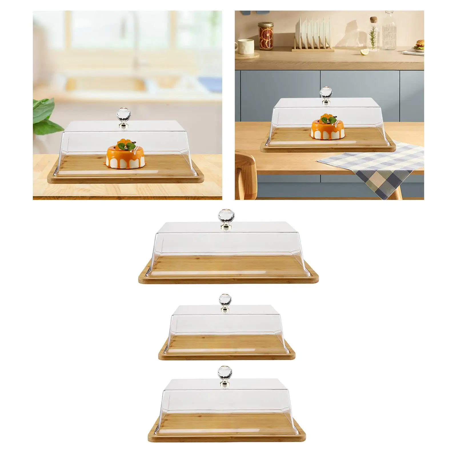 Cake Stand with Glass Cover Pastry Display Dessert Tray Transparent Cake Cover for Holiday Party Dessert Shops Cakes Cookies