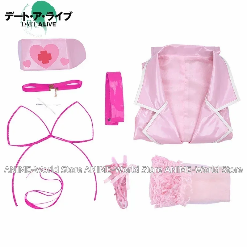 DATE A LIVE Yatogami Tohka Pink PU Leather Dress Anime Cosplay Costumes Sexy Woman Nurse Suit Halloween Dresses - view 6