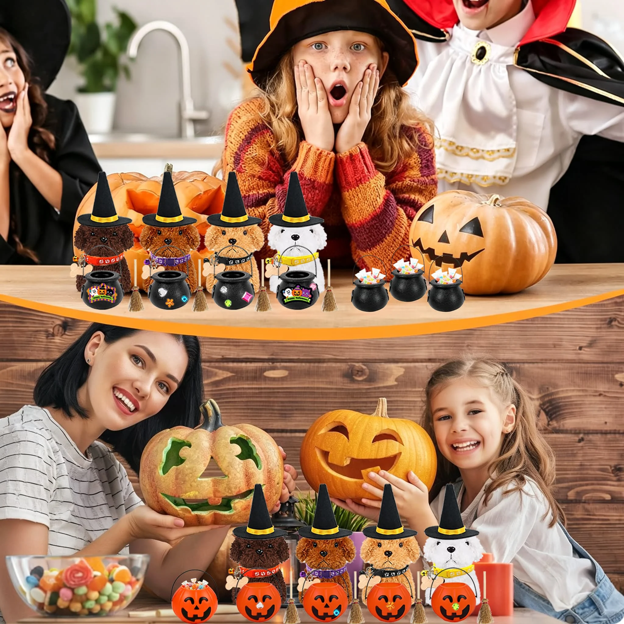 8-48Pcs DIY Halloween Stuffed Animal Puppy Stuffed Animals Bulk With Hats Pumpkin Jar Adopt A Puppy Party Favors Birthday Gifts view 5