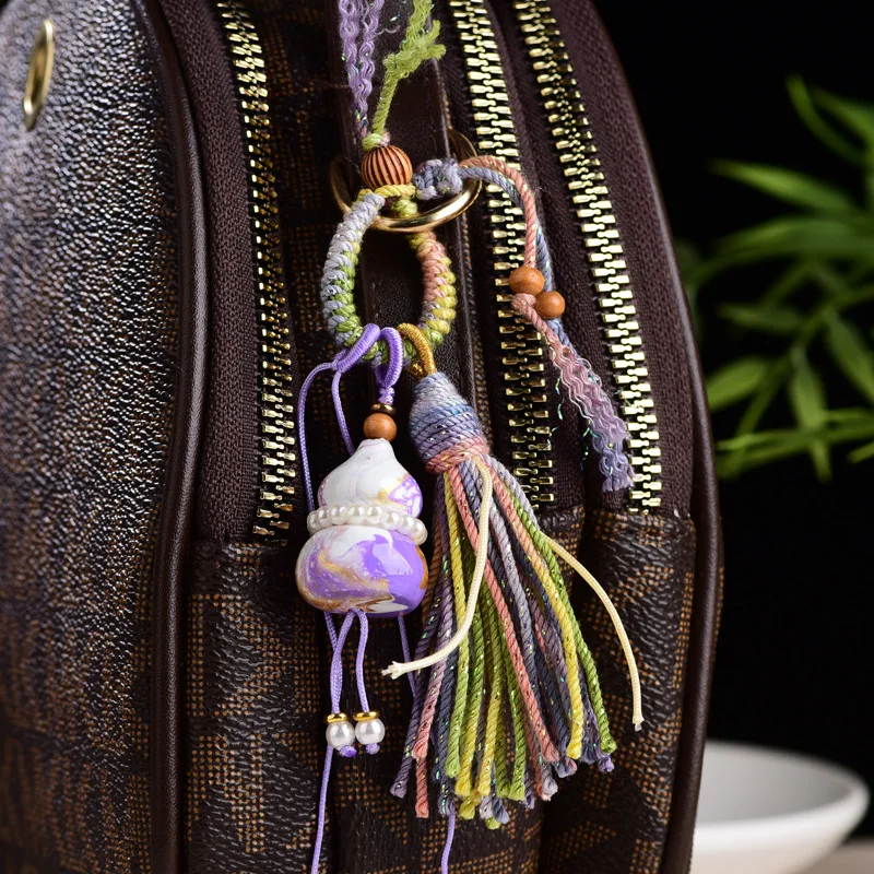 Non-heritage floating lacquer fluid lacquer gourd tassel tassel pendant bag hanging mobile phone hanging key bracelet