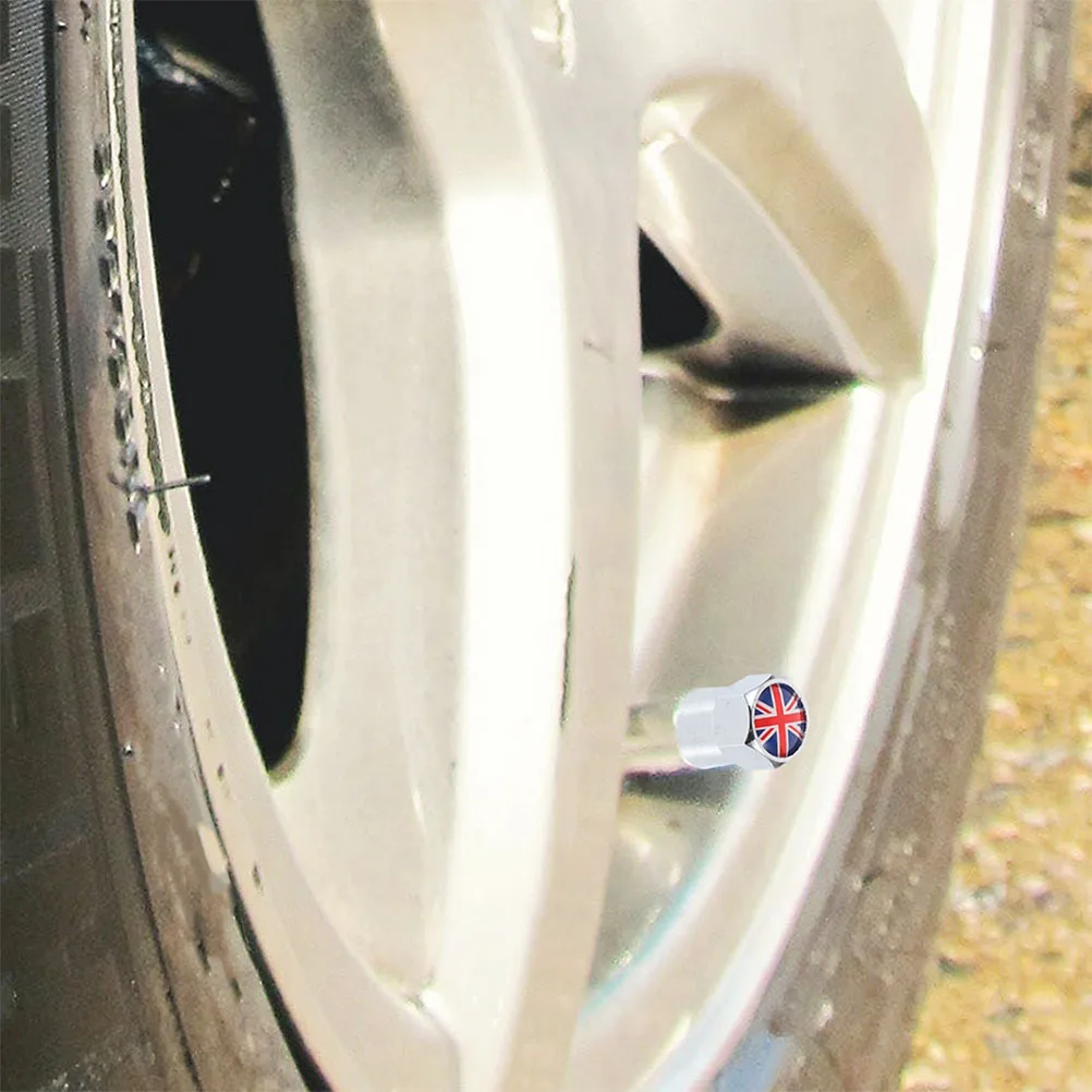 8 pezzi tappi stelo valvola pneumatici stile bandiera britannica tappi aria pneumatici durevoli in metallo di ricambio per coperchio valvola ruota moto camion auto