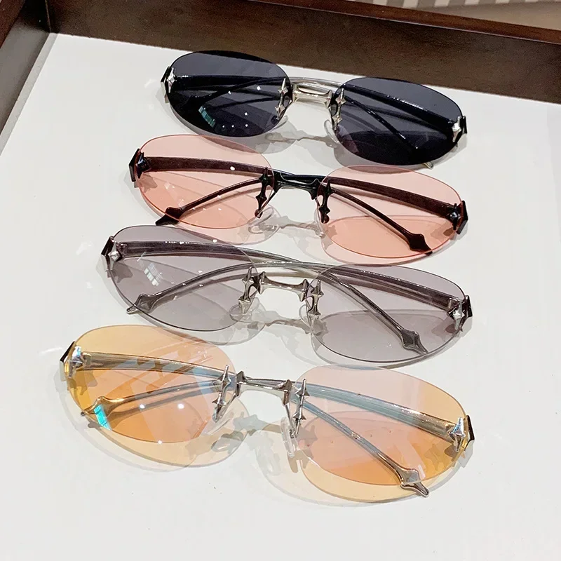 

Premium Frameless Star Metal Sunglasses Oval Rimless Sunglasses Y2K Spicy Hot Girl Ins Trendy Sun Glasses Female Gafas De Sol