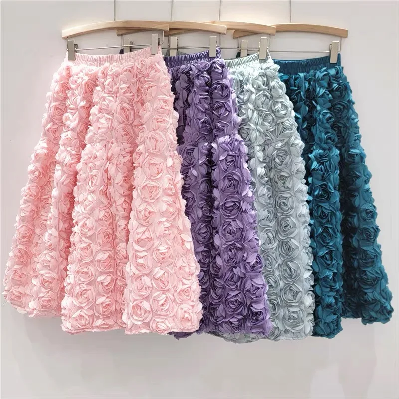 Three-dimensional Rose Flower Skirt, Princess First Love Skirt