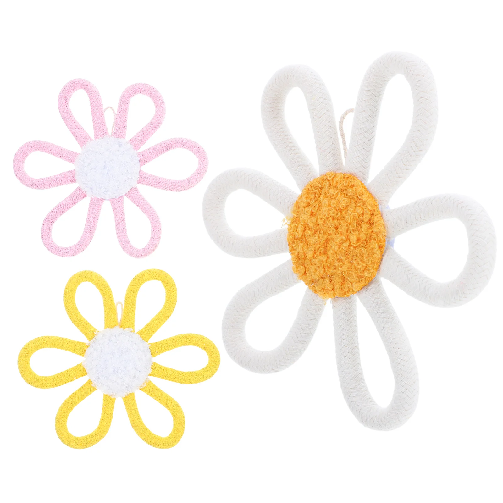 

3 Pcs Boho Bedroom Decor Flower Nursery Simulated Daisy Wall Hanging Woven Art