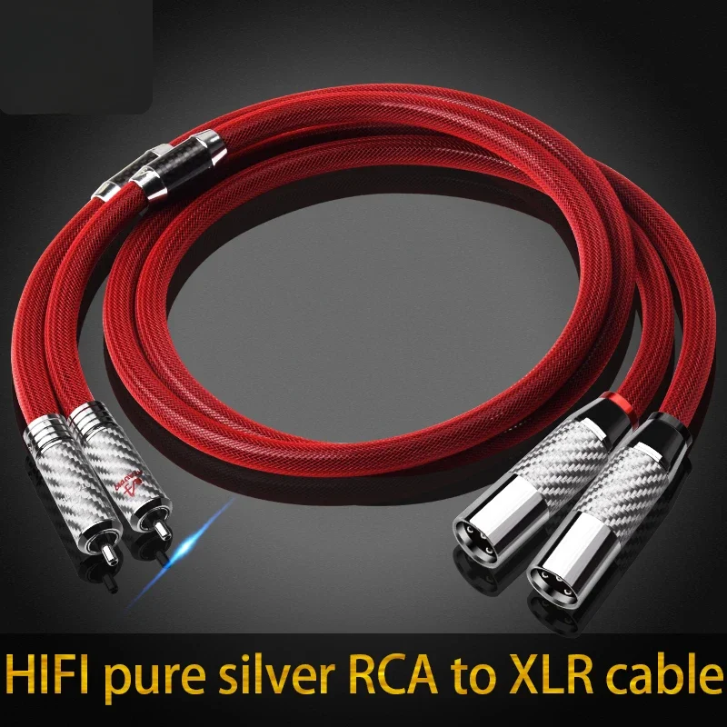 XLR to RCA Male Audio Balance Cable Silver Hifi 2 Rca to 2 Xlr Cable Connector High Purity Pure HIFI 1 Pair PVC Polybag Stock