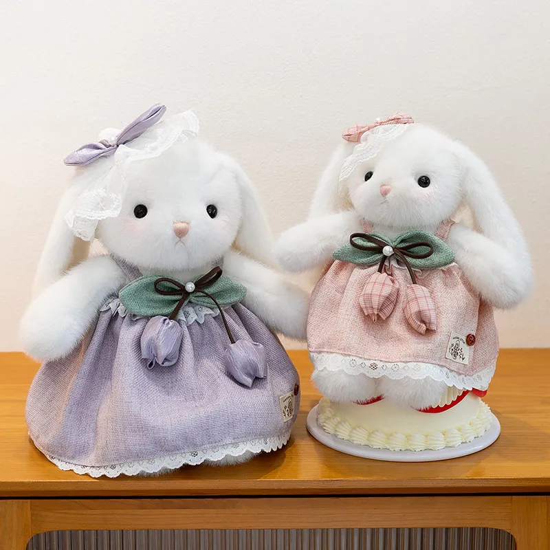 ZWY Taro Boba Bunny Plush Toy Flower Dress Stuffed Animal Cute Hugging Pillow for Girls Gift Idea