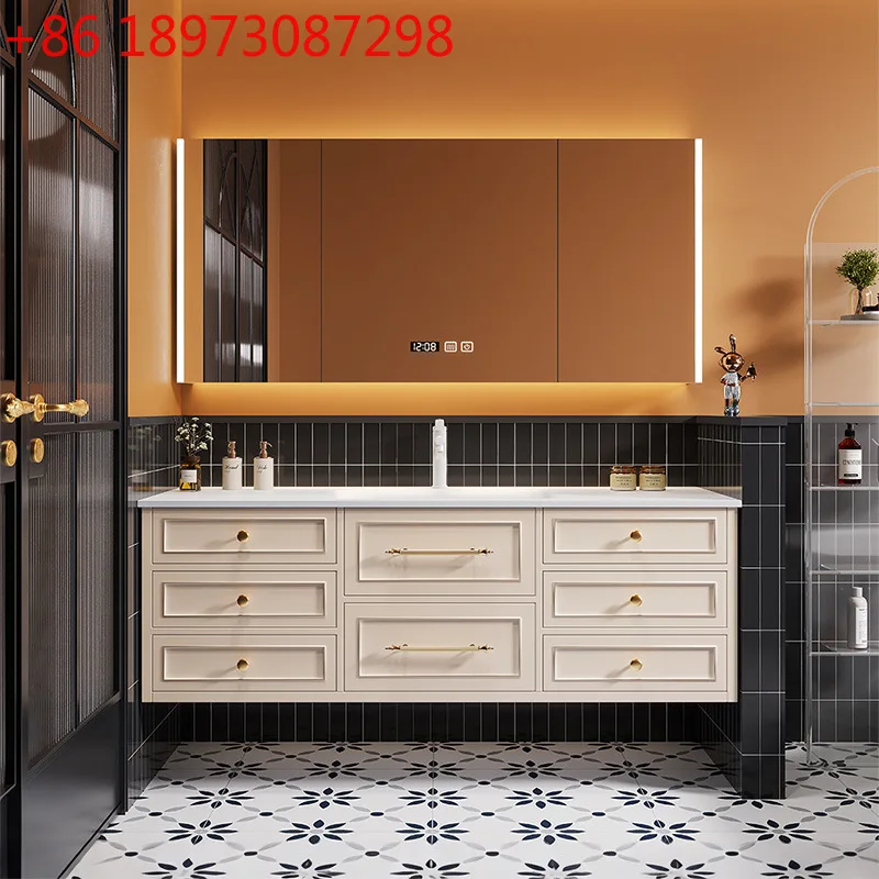 

Slate seamless ceramic washbasin bathroom cabinet combination washbasin