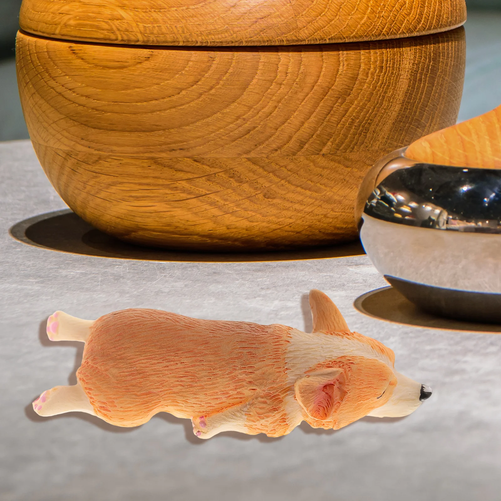 

2Pcs Resin Corgi Car Puppy Ornament Yellow Mini Dog Decor Creative Miniature Dog Adornments Indoor Puppy Model