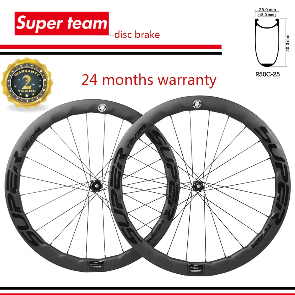 

SUPERTEAM New Model Disc Brake Carbon Wheelset Clincher 700C Road Bike 50mm Carbon Wheels