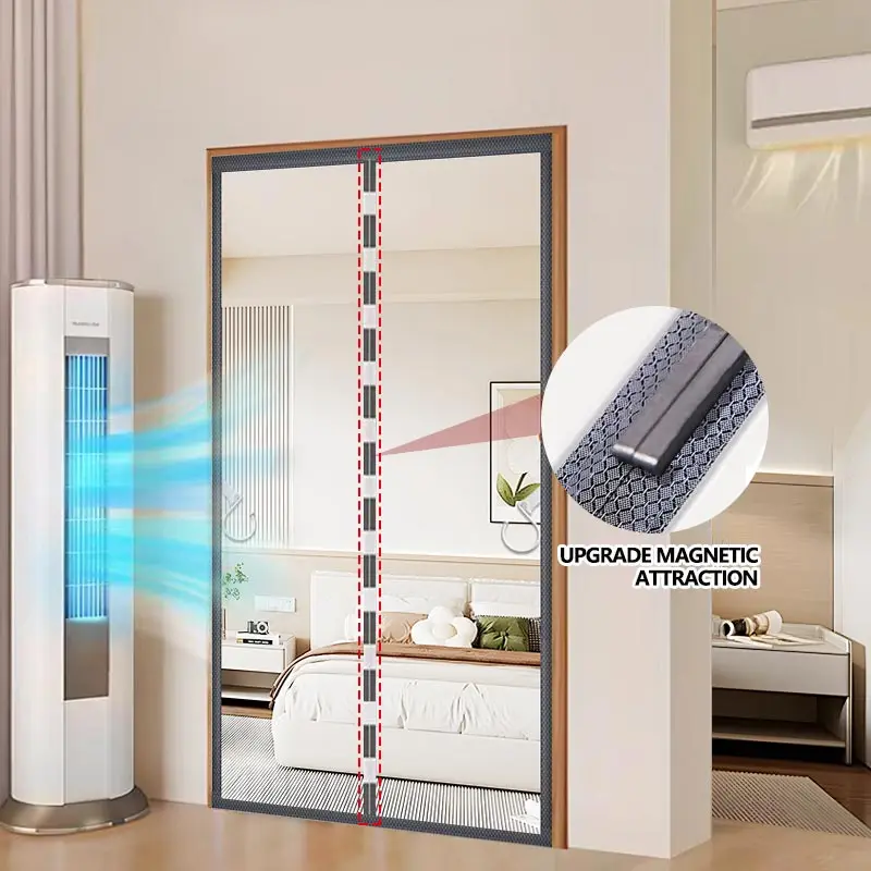 Cortina divisoria gruesa magnética transparente a prueba de viento, cortina de aire acondicionado a prueba de humos de aceite para el hogar, sin necesidad de perforación