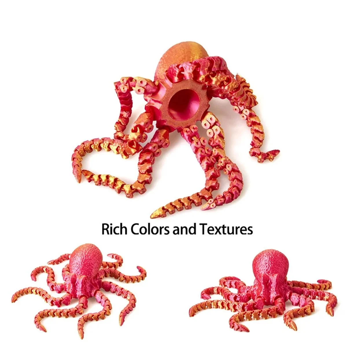 3D Printed Octopus Ornament Doll Toy Fish Tank Landscaping Accessories Movable Joint Figure Gifts for Kids,Random ColorJAS