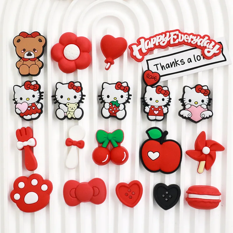 New Hello Kitty Shoe Accessories for Clogs Classic Cartoon Sandals Indoor Slippers JIBBITZ  Birthday Gift Creative Party Gift image 4