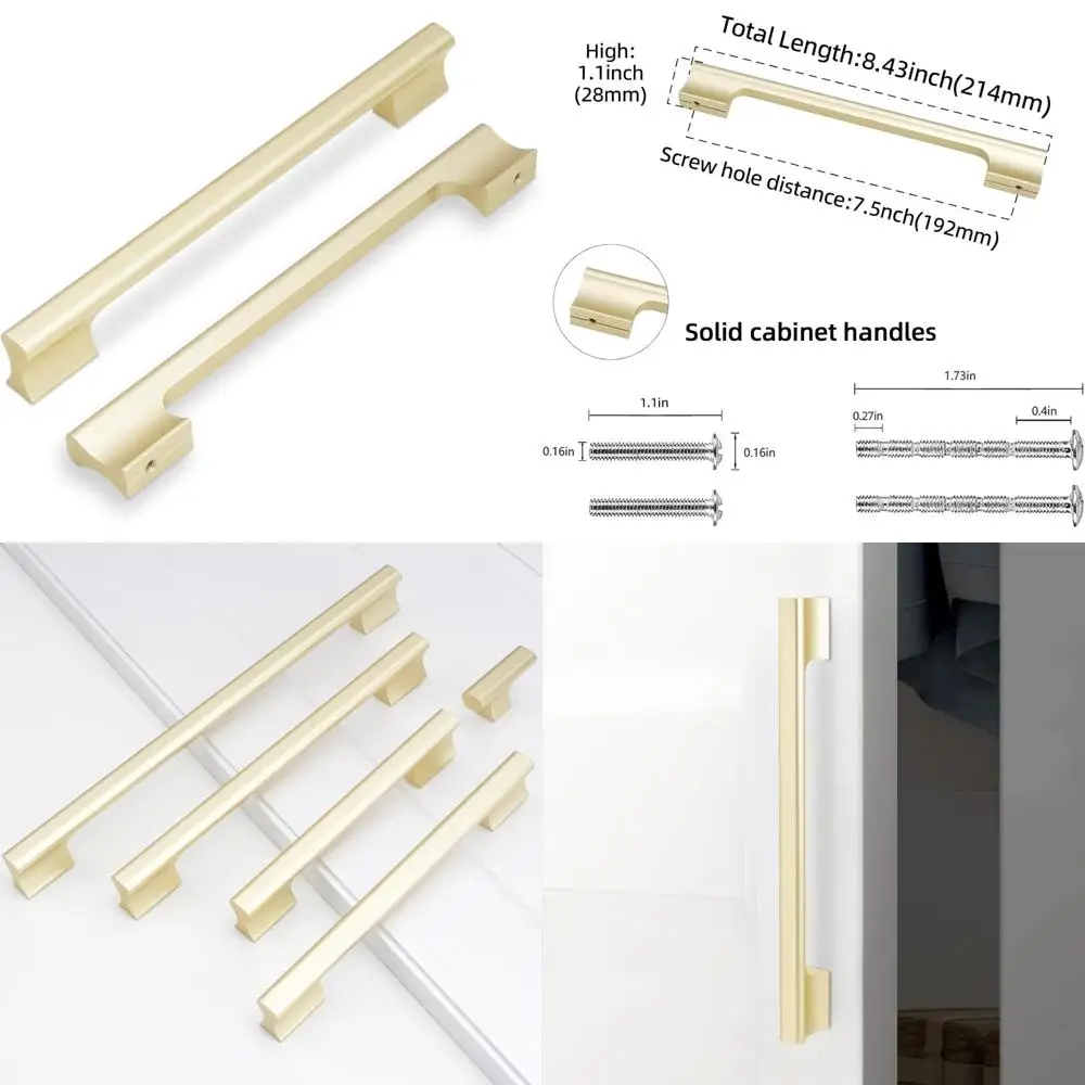 

Ручки кухонного шкафа, матовая латунь, 7-1/2 дюйма, золотая фурнитура для ящиков, современные ручки для кухонных шкафов