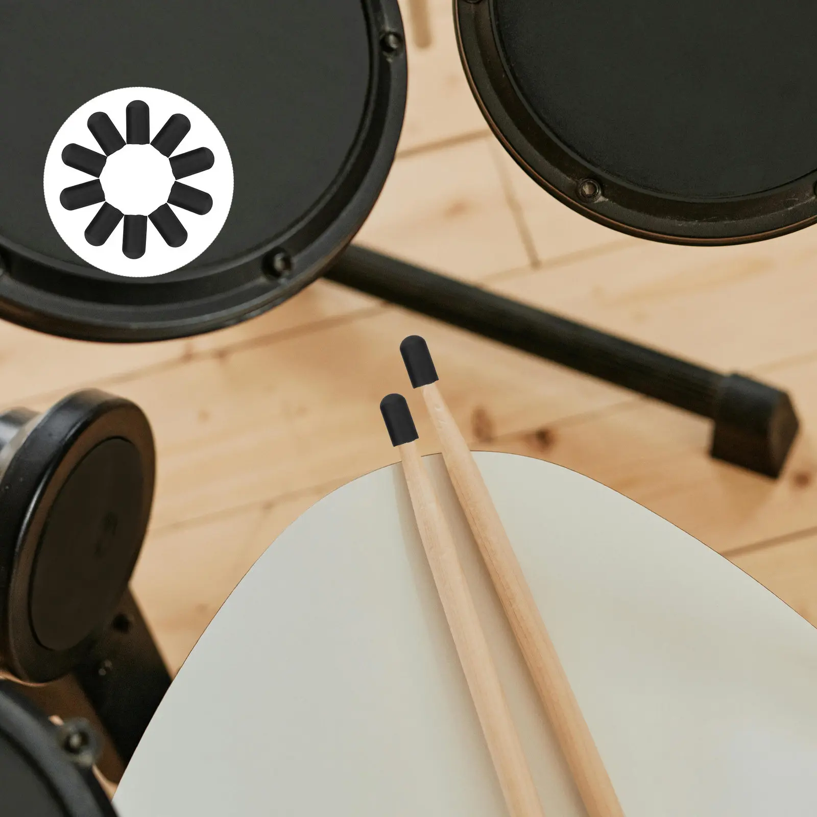 

20pcs Drumstick Tips Protector: Silicone Mute For Silent Practice Noise Dampener Caps 5.5Mm Hole Universal Drum Mute