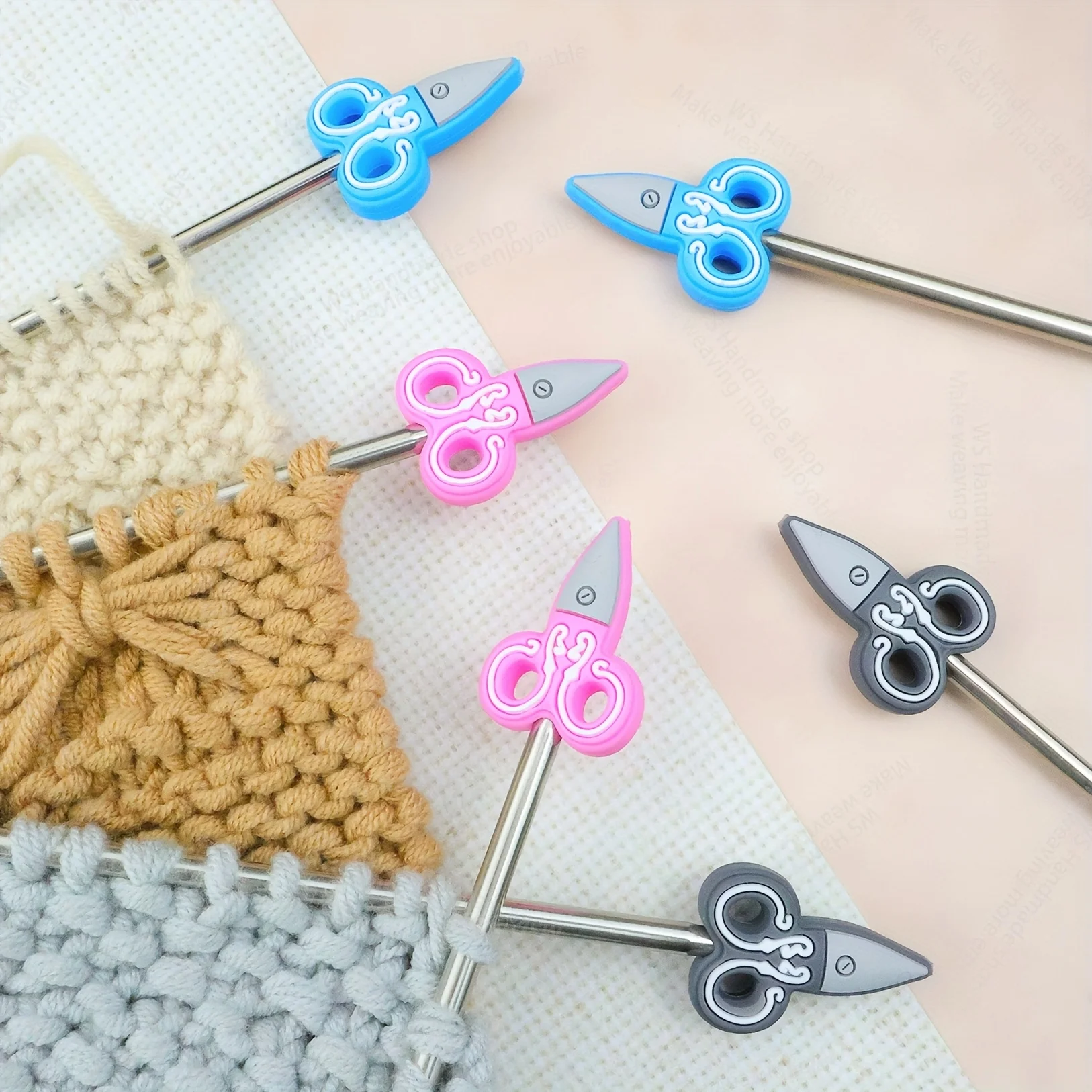 2pcs Scissors-Shaped Silicone Needle Caps Colorful Knitting Protectors for Anti-Fall Yarn Control DIY Craft Crochet Accessories