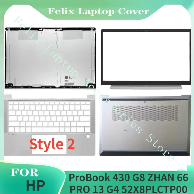 ل HP ProBook 430 G8 ZHAN 66 PRO 13 G4 52X8PLCTP00 حافظة علوية للكمبيوتر المحمول LCD الغطاء الخلفي الإطار الأمامي Palmrest أسفل فضي