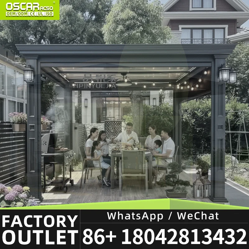 Bioclimatic Electric Motorized Louvered Patio Systems Outdoor Waterproof Adjustable Roof Gazebo for Backyard Garden Poolside per