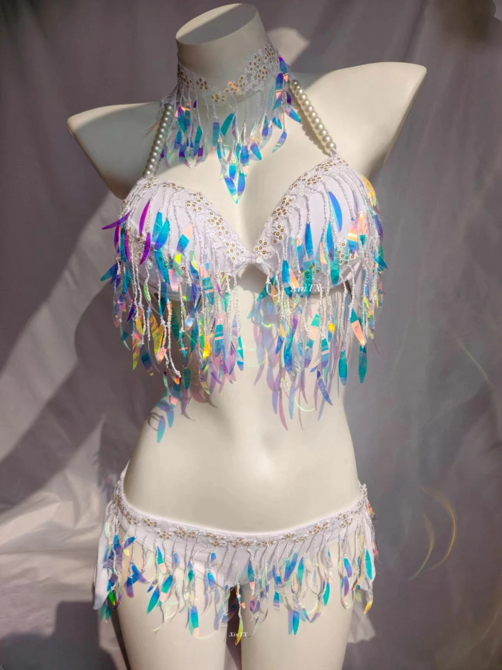Handmade Sexy Bikini Set, Shiny Scale Swimsuit, Perfect For Adult Women's Pool Parties And Outdoor Music Festival Performances