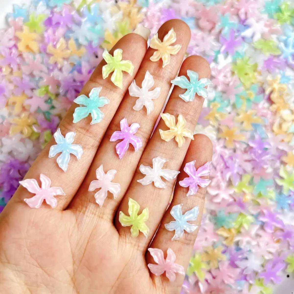 3D Resin Matte Soft Light Irregular Flower Nail Charms Sweet Solid Color Soft Lily Nail Art Decoration Supplies For DIY Crafts