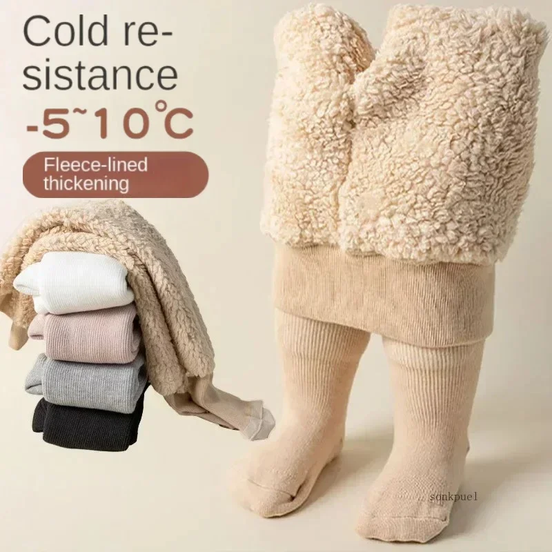 Girls Winter Fleece Lined Tights Thick Warm Footed Leggings Thermal Pantyhose with Sherpa Lining Kids Cold Weather Stockings