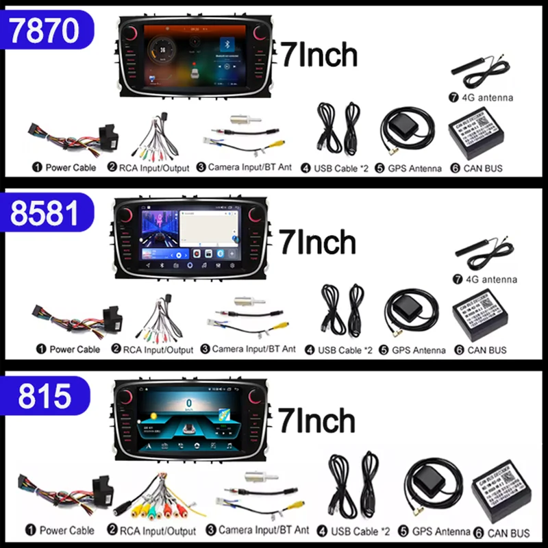 Picture 7: UIS7870 8Core Android13 2Din Car Multimedia Player 7''Autoradio Gps Carplay Auto DVD For Ford Focus S-Max Mondeo Galaxy C-Max