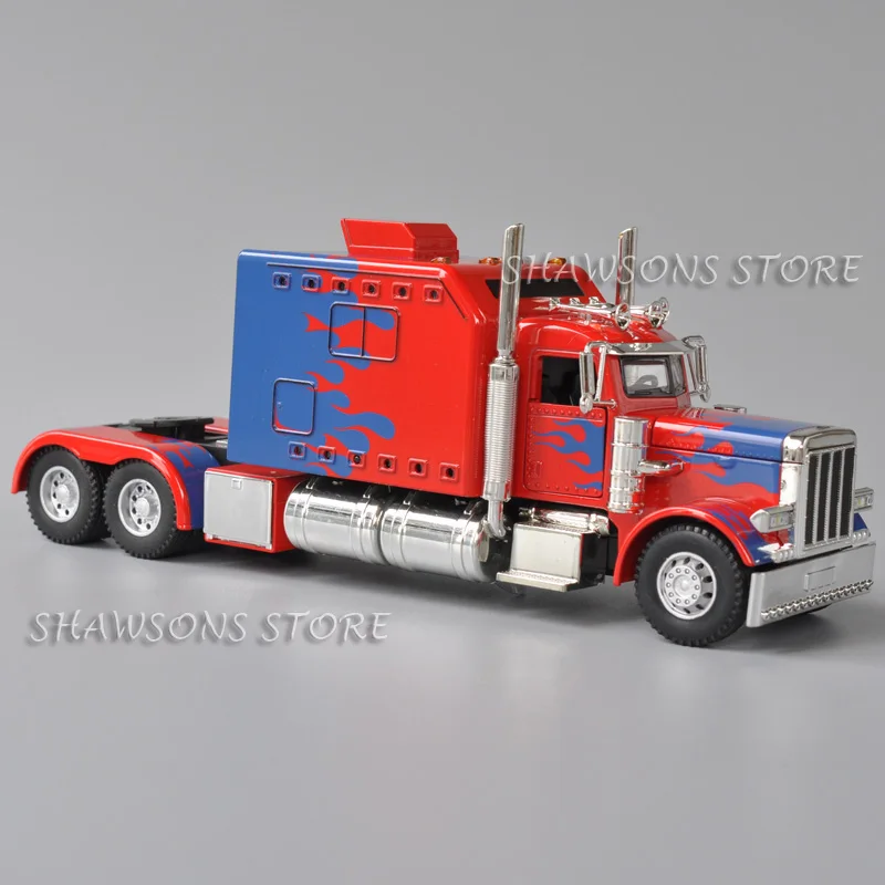 Modelo de semicamión fundido a presión a escala 1:40, juguete Peterbilt 389, vehículo Tractor, réplica en miniatura, luz de sonido extraíble