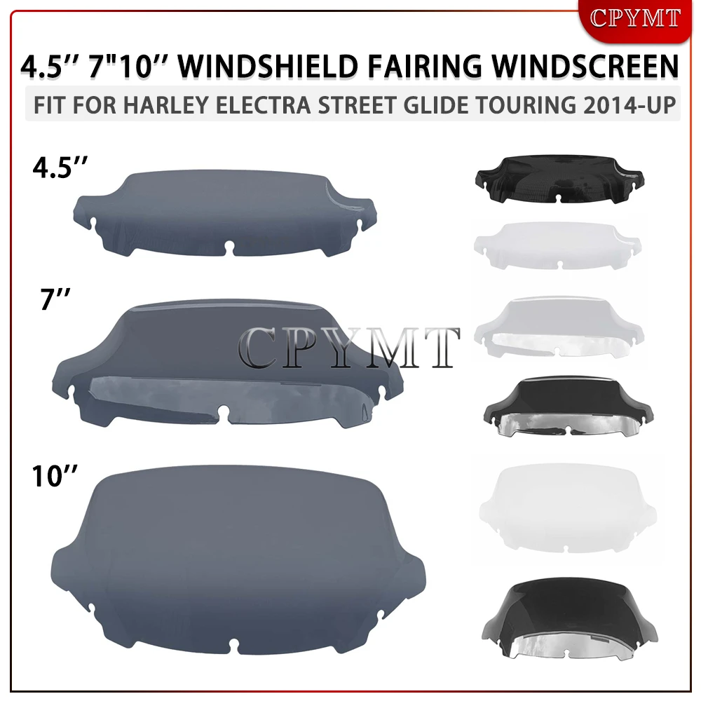 

Black/Smoke/Clear4.5'' 7"10'' Windshield Fairing Windscreen Cover fit For Harley Electra Street Glide Touring 2014-up