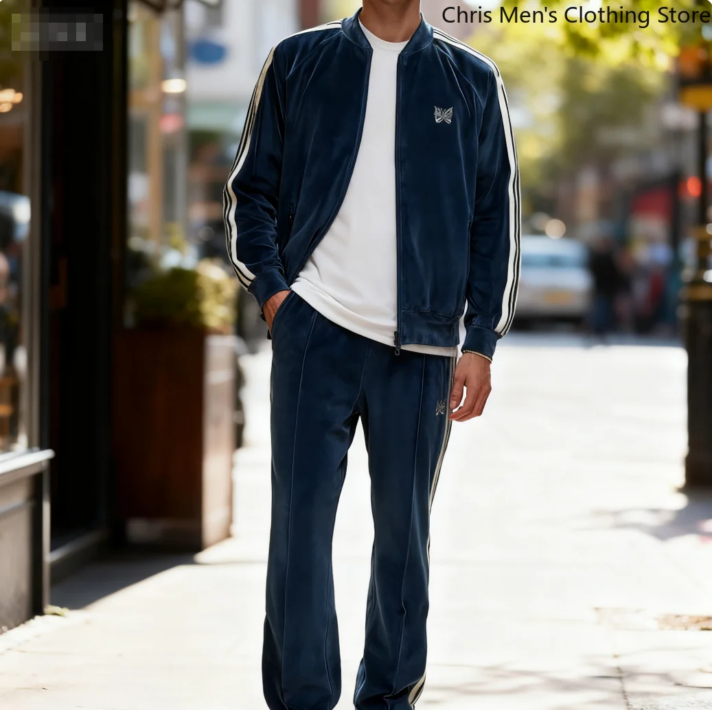 

Retro Fashion Velvet Men's and Women's Matching Coat, Winter and Autumn Zip-up Jacket Premium Blue Men's Coat Men Hoodie