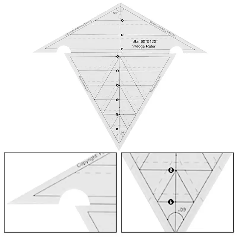 Sewing Wedge Ruler Ultrathin Acrylic Measuring Ruler With 60 And 120 Degrees DIY Quilting Template Transparent Triangle