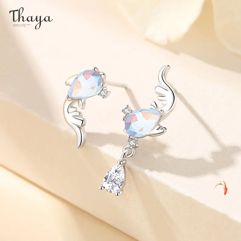 

Thaya 18K Gold Plated Fashion Stud Earrings for Women Gift Moonstone Real S925 Sterling Silver Dropship Wholesale Party Jewelry