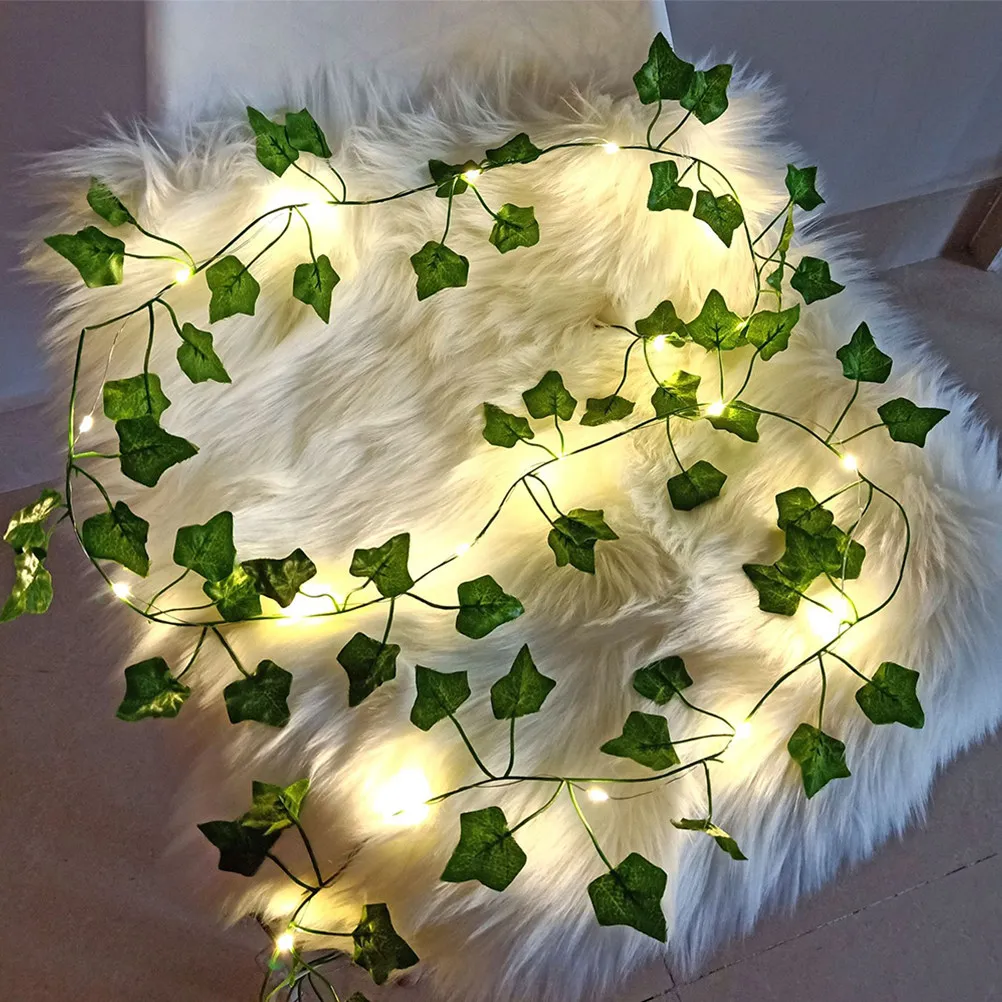 4-個の葉のストリングライト-led-暖かい光のストリング装飾屋内屋外パーティールーム吊り下げランプつるガーランドリーフライト