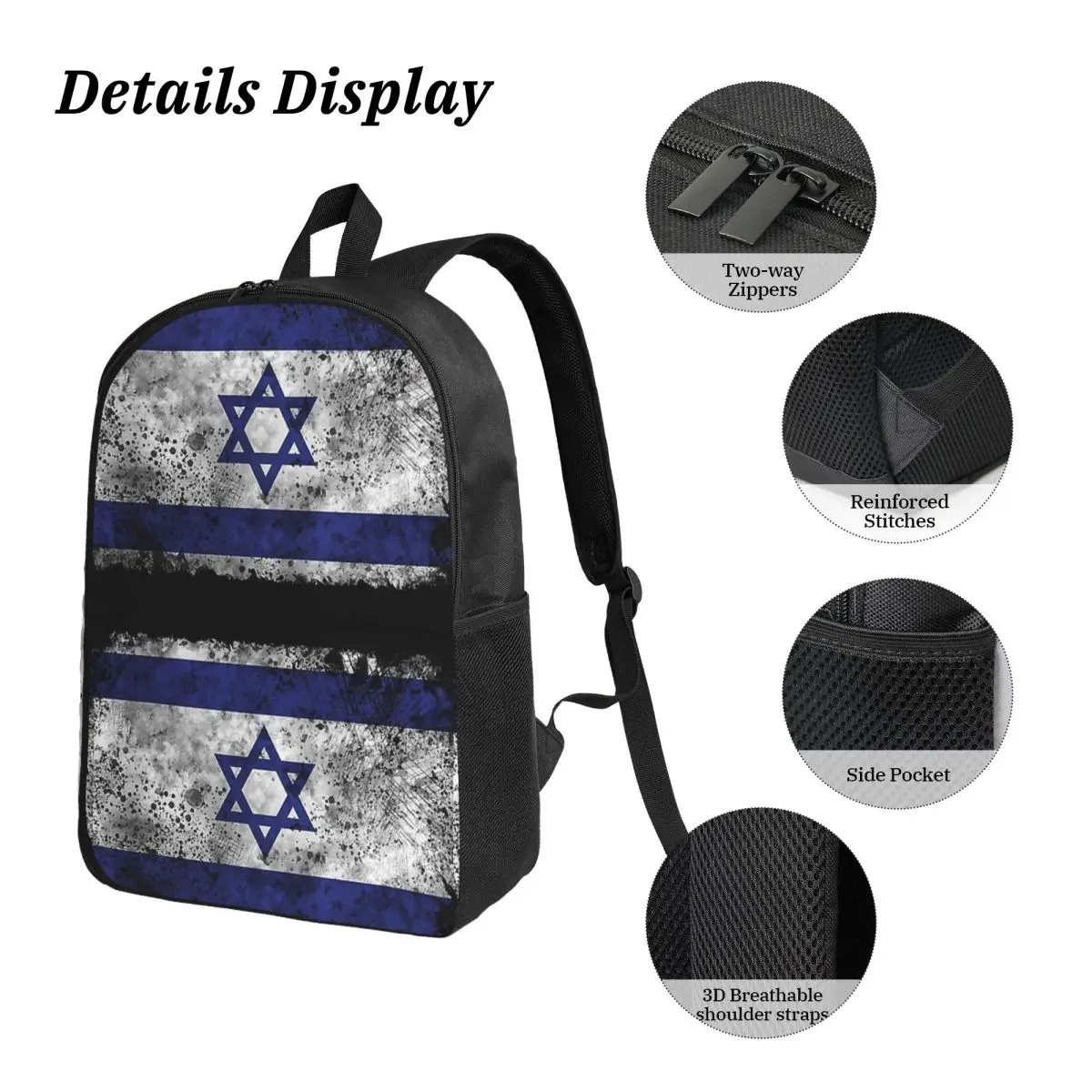 อิสราเอลธงกระเป๋าเป้สะพายหลังนักเรียนชายหญิง BookBag กระเป๋าโรงเรียนกระเป๋าคอมพิวเตอร์ไหล่กระเป๋า 3 PS ถุงอาหารกลางวันฉนวนดินสอกรณี