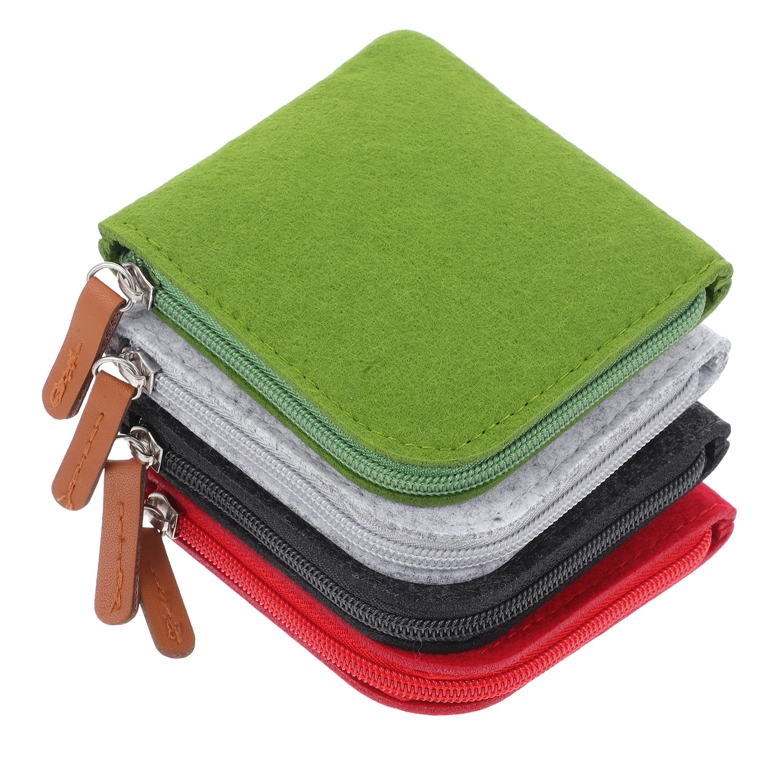 

4 pcs Felt Coin Purse Mini Wallets Small Pouches Zippered Storage Bags Waterproof Durable Travel School Shopping