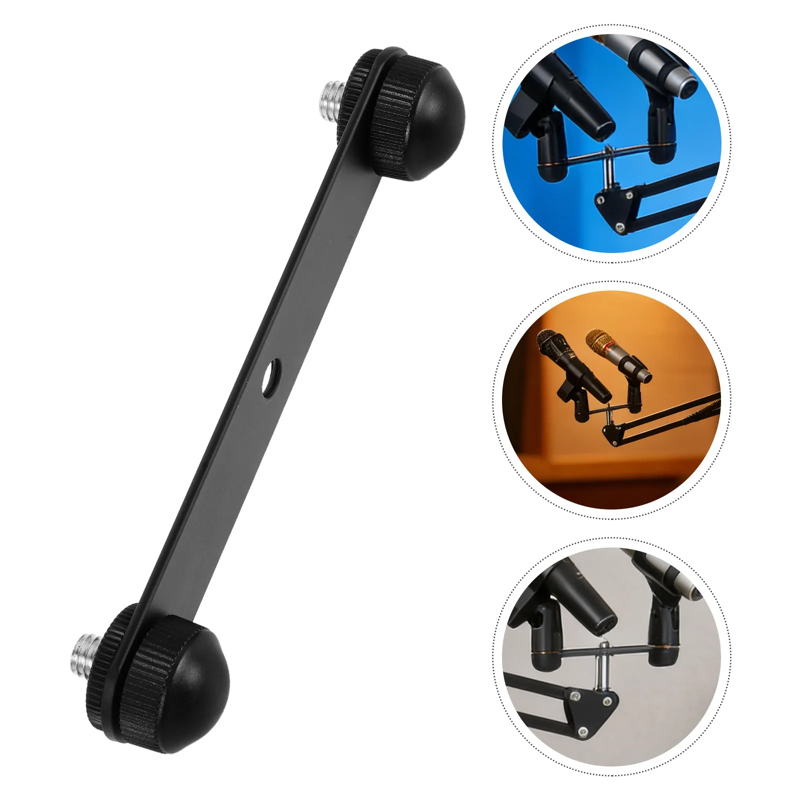 

Dual Microphone Stand Bracket T-Shape Metal Mic Mount Bar Stable Recording Studio Podcast Multi Mic Holder Rack